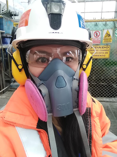 Profesional con protección respiratoria y auditiva en un entorno industrial